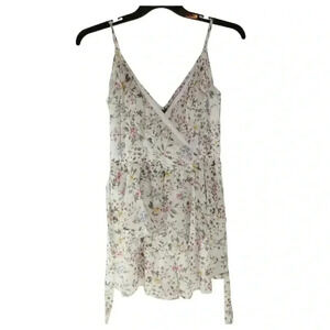 TRIXXI Womens ROMPER sz M  Wildflower Floral Lined V-Neck Ruffle Flirty Straps